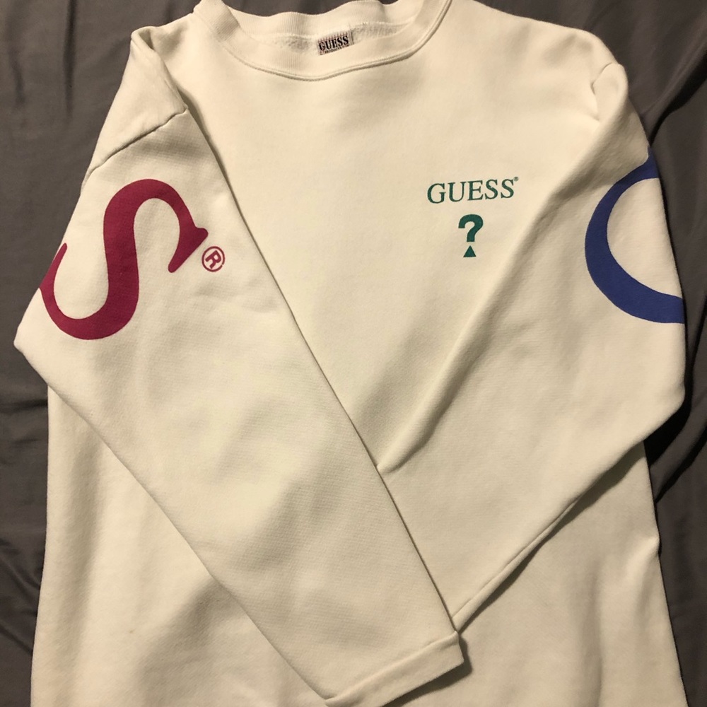 White vintage guess crew neck
